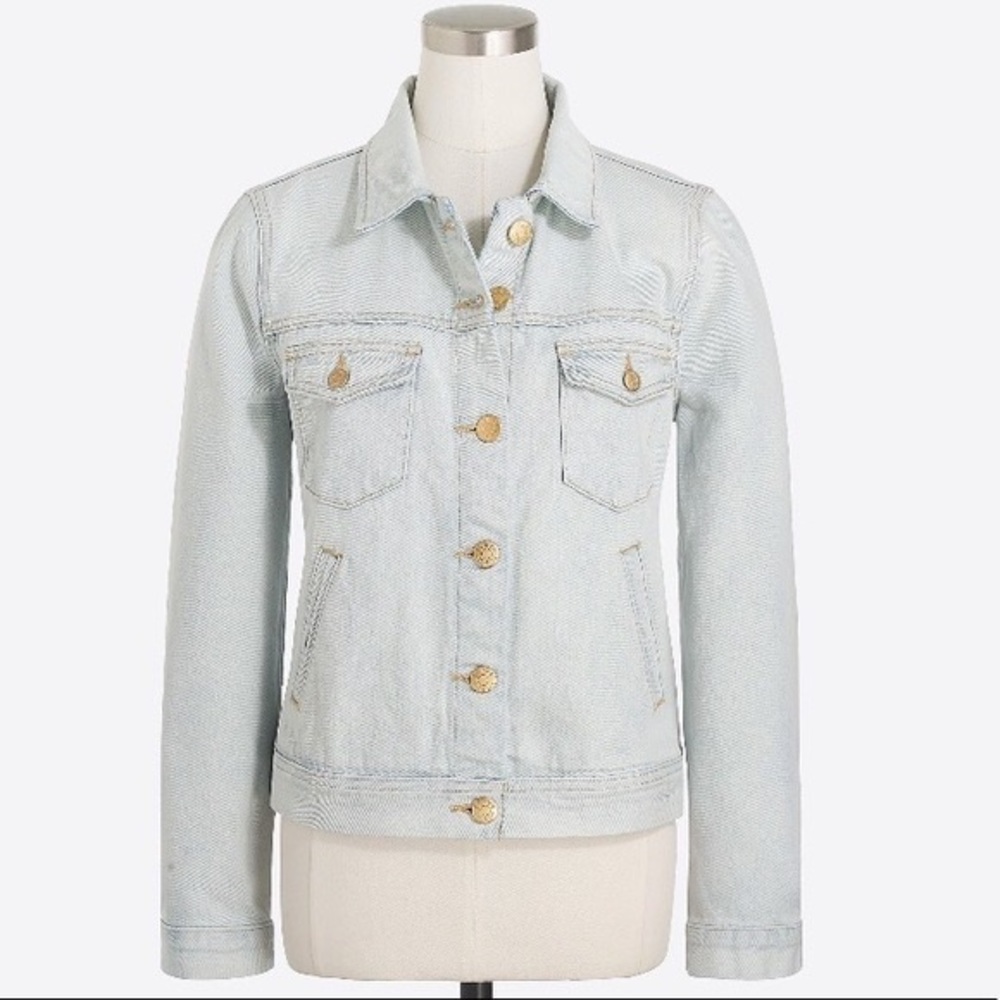 J Crew Light Wash Gold Button Down Jean Jacket Size XS